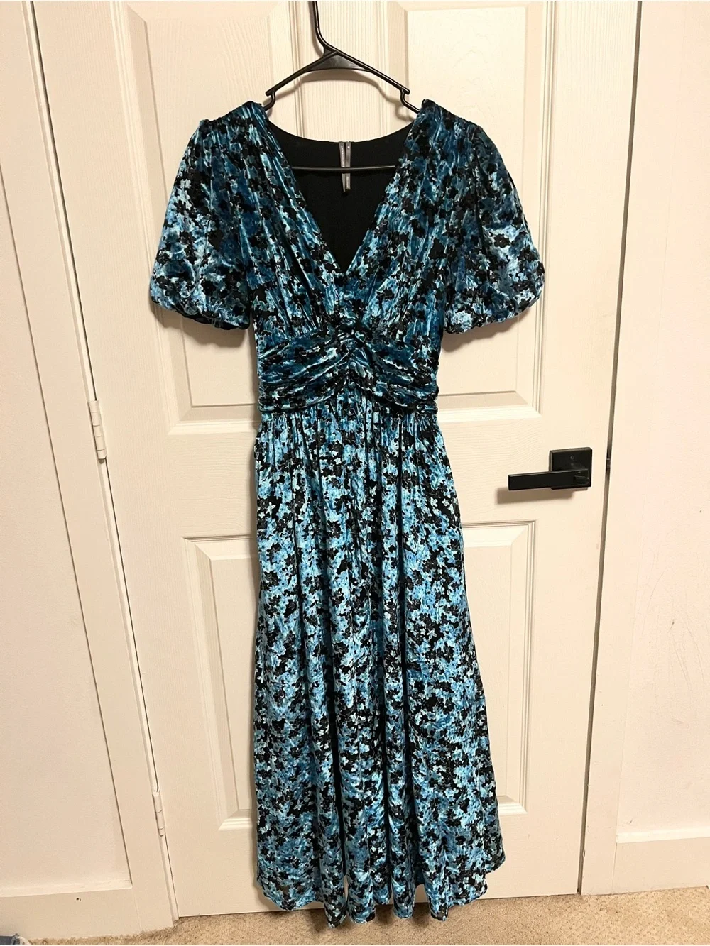 Anthropologie The Katerina Button-Front Dress: Velvet Edition Blue